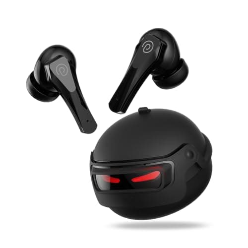 pTron Bassbuds Surge TWS Gaming Earbuds, 40ms Low-Latency, 50Hrs Playtime, Custom EQ, App Support, Dual Mic TruTalk AI-ENC Clear Calls, Pristine Sound, Bluetooth V6.0, IPX5 Water Resistant (Jet Black)