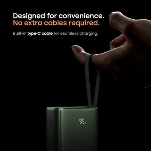 Noise Power Bank 20000mAh 45W Ultra Fast Charging: Built-in Type-C Cable, Digital Battery%, Advanced Safety Protection, Metallic Finish, Triple Device Charging, PD 3.0, BIS Certified (Green) 4