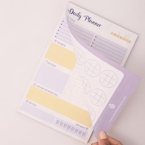 Doodle To Do List Notepad | Undated Daily Planner Pad with 50 Tear-Off Sheets | Hourly Schedule + Task Checklist | A5 Size | 90 GSM Paper | Office, Home & School Organizer 2