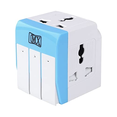 MX 3 Pin Multi Plug Adapter with Universal Sockets | 3-Way Extension Socket 5A 250V with Individual Power Switches, LED Indicators & Safety Shutters | Home, Office & Travel Use