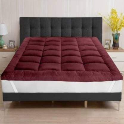 Rajasthan Crafts Microfiber Double Bed Mattress Topper/Padding - King Size 72inch x 78inch, Maroon (RC-MT-001-C)