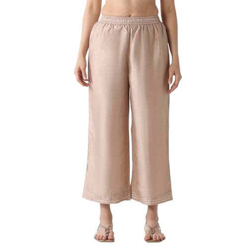 Biba Women Metallics Art Silk Straight Palazzos_XL