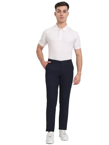 JadeBlue Navy Blue Solid Casual Trouser | Venice Fit | Comfortable Cotton Blend | Versatile Navy Color | Clean Design | Everyday Wear - TK82_36 4