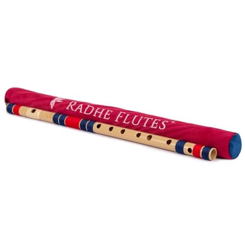 Radhe Flutes | PVC Fiber | C Sharp | Right Handed | Dark Blue & Red Threads | Assorted Colours for Velvet Cover + Complete Flute Beginners Online Course In Hindi and English 5