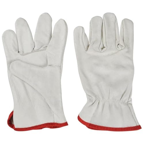 Leather hend gloves,Primium Safety Hend Gloves for Men | Heavy Duty Industrial Work Gloves | Construction, Welding hend gloves,Gardaning& Factory Use |Durable Protective Hand Gloves(White) 3