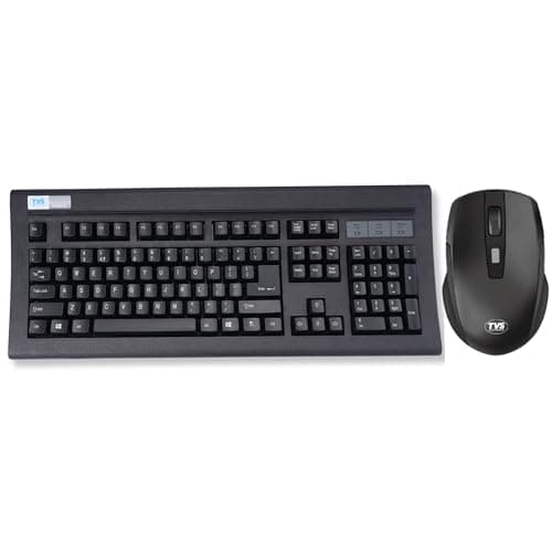TVS Electronics Platina Wireless Mechanical Keyboard & Mouse Combo | Adujustble Tilt Legs | Laser-Etched Key Caps | Optical Adjustable DPI 1600 | 50M Keystroke | 10M Range | 1-Year Warranty | Black