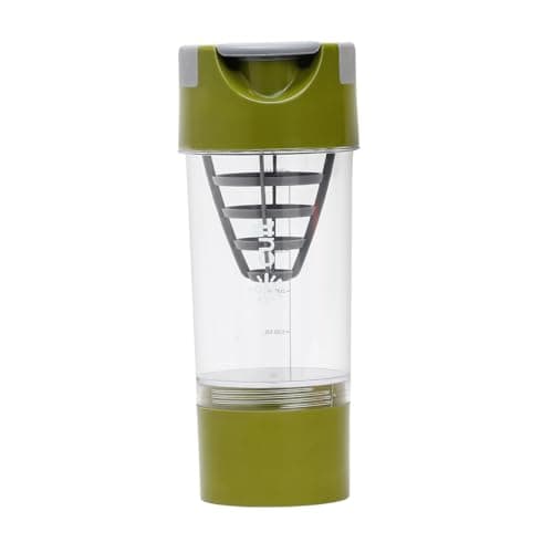 CULT Cyclone Shaker Bottle 500ml with Storage Compartment & Mixer Ball | Shaker for Gym & Leakproof Protein Sipper for Men & Women | Workout Supplement Bottle (Olive Grey)