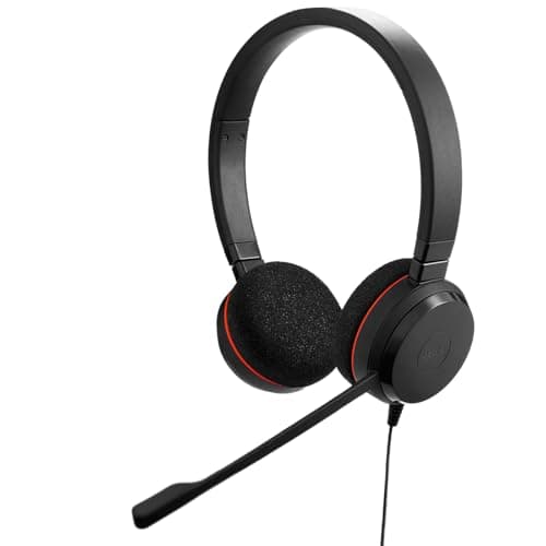 Jabra Evolve 20 Stereo Headset with noice canceling mic, Connect to Mobile/Tablet via USB-C/A, Lightweight Headband