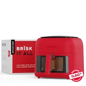 NUUK BRĪSK 6.5L 100% Toxin-Free Air Fryer with ILAG® CeramicTech™| 360˚ Even Cooking with Wide XL Basket | Fits Family Size 8'' Pizza | 8 Presets & Digital Touch Display | 2 Year Warranty