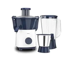 Philips HL7567/03 500W Juicer Mixer Grinder with 2 Stainless Steel Jars, 3 Speed Control with Pulse, Overload Protection, Powerful Motor for Grinding, Blending & Juicing, Deep Azure