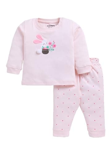 Smart Baby Cotton Night Suit for Girls | Baby Girl Dress 6-18 Months Stylish | Full Sleeve T-Shirt & Pajama Set | Infant Nightwear & Kids Clothes Pajama Set (Pink, 6 Months)
