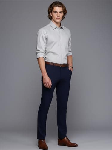 Raymond Men Slim Fit Structure Pattern Pure Cotton Semicutaway Collar Full Sleeve Formal Shirt Medium Grey 4