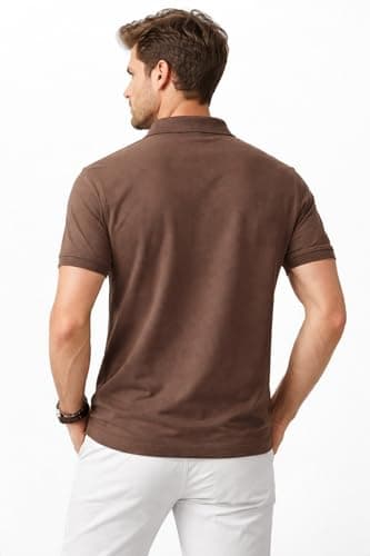 SPORTKING Mentor Men’s Solid Polo T-Shirt | Half Sleeve Regular Fit Cotton Blend Polo with Classic Collar & Button Placket | Casual Wear | Coffee | L 2