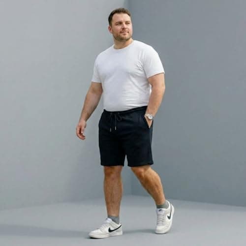 Khakey Mens Cotton Knee Length Black Plus Size Short 5
