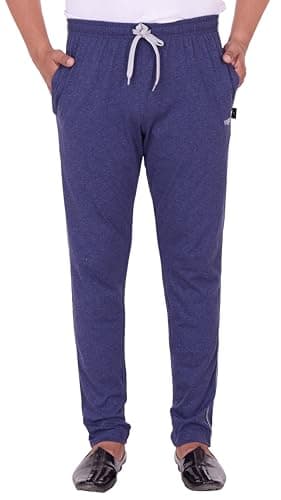 VEGO Men's Regular Cotton Blended Blue Plus Size Lower/Track Pants