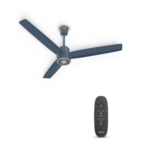 Havells EPIC SIGNIA BLDC Ceiling Fan 1200mm, 5 star, LED Speed Indicator, 380 RPM, Up to 65% Savings,Reverse Rotation,4 Speed Modes,Low Wattage 30W,Low Noise,Air Flow:225 CMM, Denim Blue
