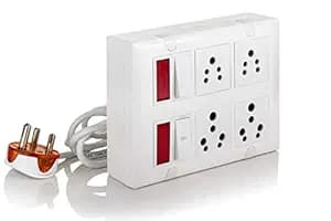 Hi-Plasst 10A Heavy Duty Extension Board with 2 Switches & 4 Sockets (6A/16A Universal) | 10 Yard Long 1.0 sq mm Copper Wire | Power Strip for Mixer, Washing Machine, TV, PC (Max 2200W)