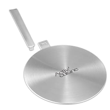 ACTIV CUISINE 7.9 Inch Heat Diffuser for Glass Cooktop, Stainless Steel Induction Adapter Simmer Plate, Gas Stove Converter Disk with Removable Handle