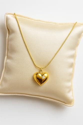 MIAMI Jewellery Gold Heart Necklace for Woman Stainless Steel Adjustable Chain Pendant Necklace Stylish Locket Necklace Set Anti Tarnish Waterproof Anti Rust Valentine Gifts for Women Girlfriend -235 5
