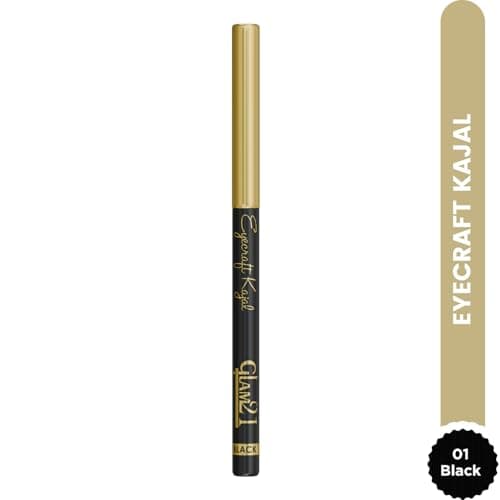 Glam21 Eyecraft Kajal Pencil | Super Black Intense Color | Long-Lasting Matte Finish | Smudge-Proof & Waterproof | Smooth Glide | One-Stroke Application | Lightweight & Comfortable Wear | 0.35gm 2