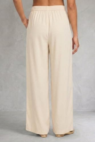ZARIVAA Cotton Rayon Palazzo Pants for Woman ।Adjustable Drawstring Waist । Double Pocket । Plus Size Avaliable (in, Alpha, XL, Plus, Cream) 2