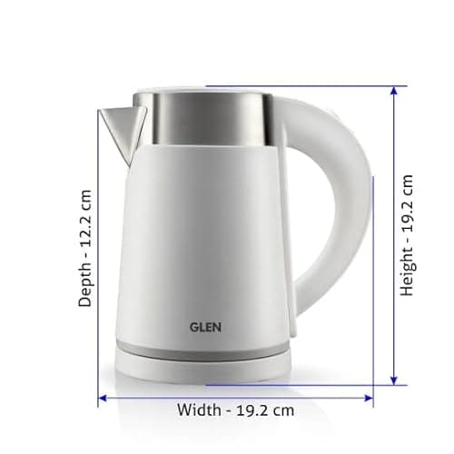 Glen Electric Kettle 800ml, Plastic Clad Stainless Steel, Cordless, 360° Rotation Base, Auto Shutoff, 800W, Kettle for Hot Water & Tea - White (9004) 2