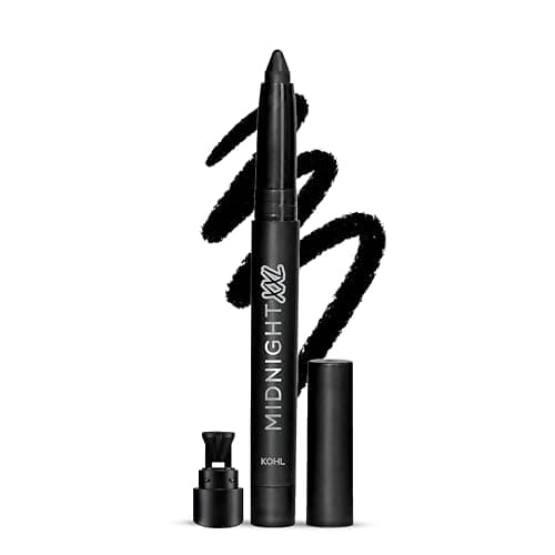 RENEE Midnight XXL Kajal | Black Kohl Pencil with Built-in Sharpener | Waterproof, Smudge-proof, 24Hr Long-Lasting | Ultra-Rich Pigment, Smooth Glide | 1.5g