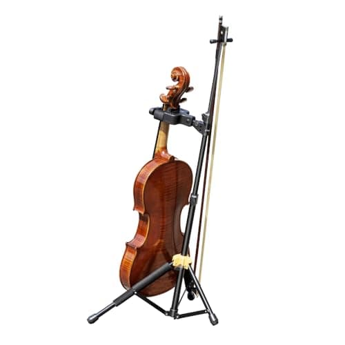Foiltech Violin Stand with Bow Holder Height Adjustable with Automatic Locking Hook & Soft Pad Material 4