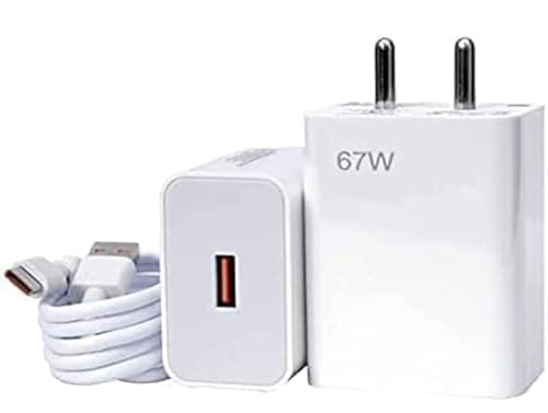 67W Charger for Xiaomii Poco X6 Pro Original QC Adapter Type C 3.0A High Speed Fast Turbo Charge QC 3.0 Smart SinglePort with 1m Type-C Charging & Sync Cable (White, 67W,CT-64)