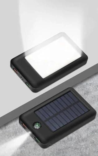 AMYTEL EcoGlow 9,800mAh Solar Power Bank with LED Light, Type-C & Micro USB, Fast Charging Portable Charger – Black 3