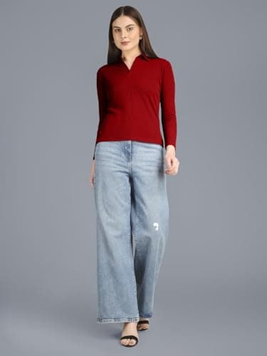 Plus Size Full Sleeve Polo Collar Tshirt for Women 5