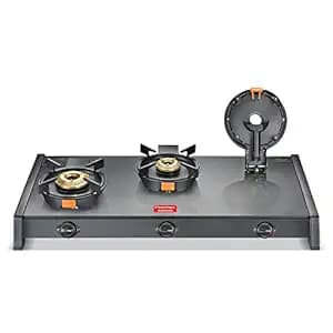 Prestige Svachh Glass Top Gas Stove with 3 Liftable Brass Burners for easy cleaning(GTSB-03)|Jumbo Brass Burner|Sturdy pan support|2 years warranty|5 years warranty on glass