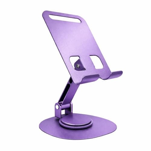 First Vision India Solutions | Premium - Thin & Light | 360° Rotatable Adjustable Metal Mobile Stand, Foldable Anti-Slip Desk Phone Holder for Smartphone and Tablet, Portable (Purple)