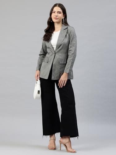 Cottinfab Grey Solid Single-Breasted Cotton Blazer 5