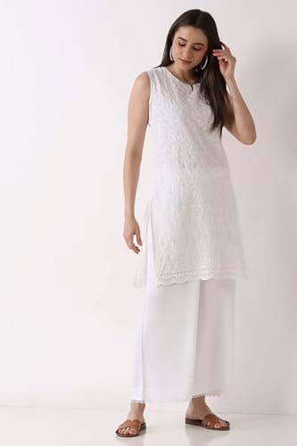 Biba Women White Viscose Rayon Flared Palazzos_3XL 2
