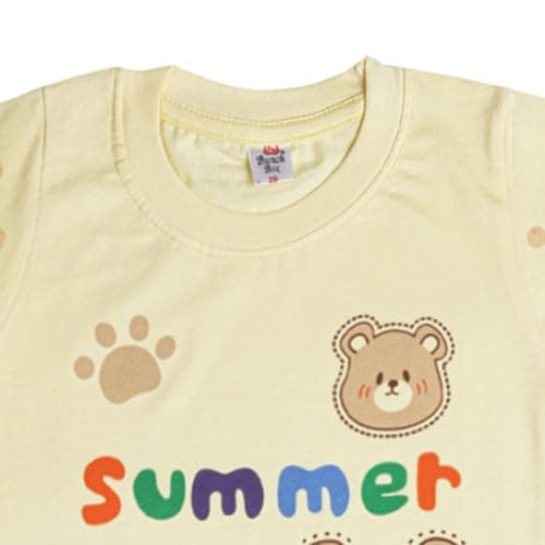 Tirupati Creation Baby Boy Clothes | Printed Round Neck Cotton Half Sleeve Tshirt & Denim Shorts Casual Summer Wear for Kids (Beige, 1-2 year) 4