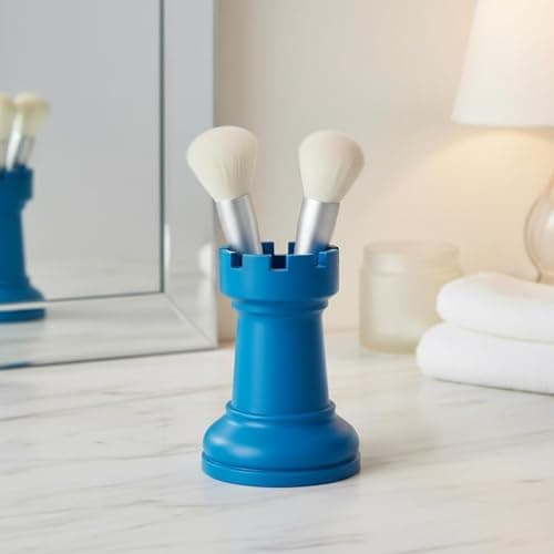 SNAPPSY Creative Design Chess Piece Pen Holder Minimalist Design Rook Shaped Writing Utensil Cup Multi-Functional Castle Chess Piece Vase 3D Printed for Students, Office, Dorm Room, Blue 5