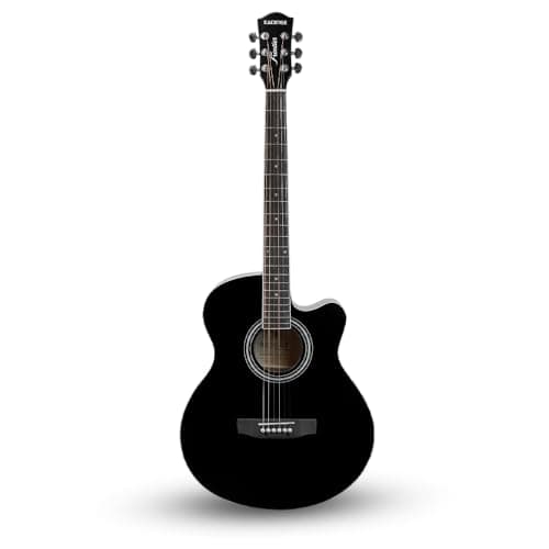 Kadence FNTR-BLK Frontier 40" Acoustic Guitar | Grand Auditorium Cutaway | Comes with Bag, Set Of Strings, Strap, Picks | Includes Learning Course | Black 2