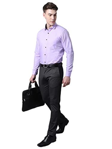 Majestic Man Slim Fit Cotton Blend Formal Shirts for Men (Large, Lavender) 4