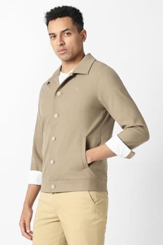Men Beige Solid Party Jacket 2