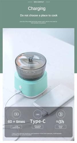 Electric Garlic Chopper, Mini Chopper with USB Rechargeable, Portable Mini Food Chopper Mincer Waterproof, Kitchen Food Processor for Meat,Garlic,Ginger,Chili,Veggie 2