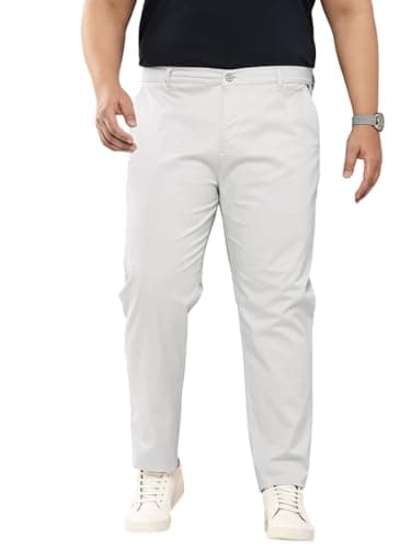 Thomas Scott Men Plus Size Pure Cotton Chinos Trousers(TSB095A_Grey_42)