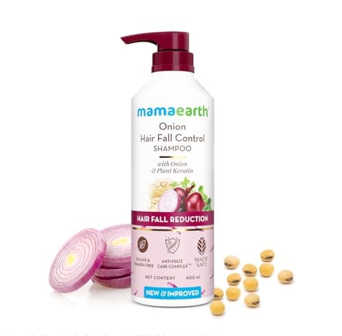 Mamaearth Onion Shampoo for Hair Growth and Hair Fall Control with Onion and Plant Keratin | Reduces Hair Fall | Strengthens & Smoothens Hair | For Men & Women | 600ml