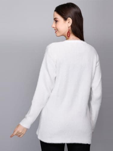 eWools Women's winterwear Woolen fullsleeves Cardigans Sweater (White, Medium) 2