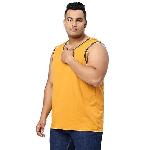 VAISHVIK Mens Big Size Round Neck baniyan 5XL 52 Sleep Home Night wear India Online Amazon Yellow 2