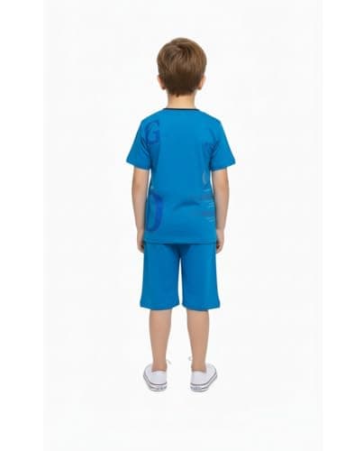 Boys’ Cotton T-Shirt & Shorts Set (Royal Blue, 7-8 Years) 3