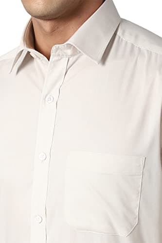 Peter England Men's Regular Shirt (PESFONUBR15296_Beige 42) 4