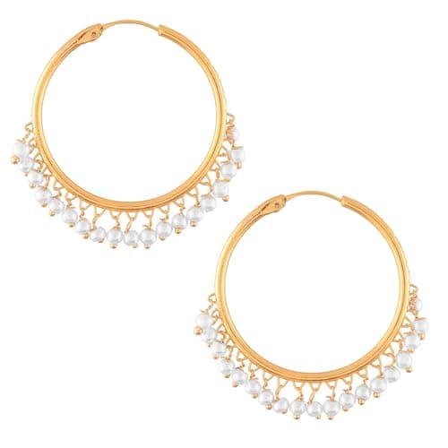 Peora Gold Plated Alloy Faux Pearl Chandbali Indian Traditional Earrings for Women