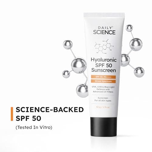 Daily Science Hyaluronic Sunscreen SPF 50 PA++++ In-Vivo Tested | Lightweight, Matte & No White Cast | Sunscreen SPF 50 For Oily Skin, Sensitive, Dry & Combination Skin | For Women & Men | 50 g 4