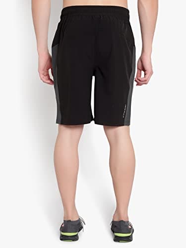 John Ally Gym Shorts for Men | Quick Dry Lightweight Sports Shorts with Zipper Pockets | Regular Fit - Jet Black, L 4